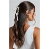 imageDEEKA Bridesmaid Proposal Gifts 8 Pack Pearl Bridesmaid Hair Claw Clips with Ribbon 3 Inch Hair Clips Bachelorette Party Favors Bridal Party Present Hair Accessories Half CircleHalf Circle