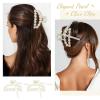 imageDEEKA Bridesmaid Proposal Gifts 8 Pack Pearl Bridesmaid Hair Claw Clips with Ribbon 3 Inch Hair Clips Bachelorette Party Favors Bridal Party Present Hair Accessories Half CircleHalf Circle Large
