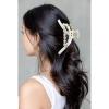 imageDEEKA Bridesmaid Proposal Gifts 8 Pack Pearl Bridesmaid Hair Claw Clips with Ribbon 3 Inch Hair Clips Bachelorette Party Favors Bridal Party Present Hair Accessories Half CircleHalf CircleWhitePurple