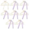 imageDEEKA Bridesmaid Proposal Gifts 8 Pack Pearl Bridesmaid Hair Claw Clips with Ribbon 3 Inch Hair Clips Bachelorette Party Favors Bridal Party Present Hair Accessories Half CircleHalf CircleWhitePurple
