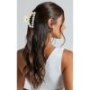 imageDEEKA Bridesmaid Proposal Gifts 8 Pack Pearl Bridesmaid Hair Claw Clips with Ribbon 3 Inch Hair Clips Bachelorette Party Favors Bridal Party Present Hair Accessories Half CircleHalf CircleWhiteRose Gold