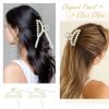 imageDEEKA Bridesmaid Proposal Gifts 8 Pack Pearl Bridesmaid Hair Claw Clips with Ribbon 3 Inch Hair Clips Bachelorette Party Favors Bridal Party Present Hair Accessories Half CircleHalf Circle