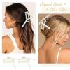 imageDEEKA Bridesmaid Proposal Gifts 8 Pack Pearl Bridesmaid Hair Claw Clips with Ribbon 3 Inch Hair Clips Bachelorette Party Favors Bridal Party Present Hair Accessories Half CircleRectangle