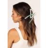 imageDEEKA Bridesmaid Proposal Gifts 8 Pack Pearl Bridesmaid Hair Claw Clips with Ribbon 3 Inch Hair Clips Bachelorette Party Favors Bridal Party Present Hair Accessories Half CircleHalf CircleWhiteGreen
