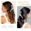 imageDEEKA Bridesmaid Proposal Gifts 8 Pack Pearl Bridesmaid Hair Claw Clips with Ribbon 3 Inch Hair Clips Bachelorette Party Favors Bridal Party Present Hair Accessories Half CircleRectangle