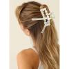 imageDEEKA Bridesmaid Proposal Gifts 8 Pack Pearl Bridesmaid Hair Claw Clips with Ribbon 3 Inch Hair Clips Bachelorette Party Favors Bridal Party Present Hair Accessories Half CircleRectangleLarge