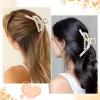 imageDEEKA Bridesmaid Proposal Gifts 8 Pack Pearl Bridesmaid Hair Claw Clips with Ribbon 3 Inch Hair Clips Bachelorette Party Favors Bridal Party Present Hair Accessories Half CircleHalf CircleWhiteRose Gold