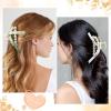 imageDEEKA Bridesmaid Proposal Gifts 8 Pack Pearl Bridesmaid Hair Claw Clips with Ribbon 3 Inch Hair Clips Bachelorette Party Favors Bridal Party Present Hair Accessories Half CircleHalf CircleWhiteGreen