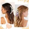 imageDEEKA Bridesmaid Proposal Gifts 8 Pack Pearl Bridesmaid Hair Claw Clips with Ribbon 3 Inch Hair Clips Bachelorette Party Favors Bridal Party Present Hair Accessories Half CircleHalf CircleWhitePurple