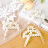 imageDEEKA Bridesmaid Proposal Gifts 8 Pack Pearl Bridesmaid Hair Claw Clips with Ribbon 3 Inch Hair Clips Bachelorette Party Favors Bridal Party Present Hair Accessories Half CircleHalf CircleWhiteChampagne