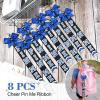 imageDEEKA Cheer Pin Me Ribbon for Backpack Glitter Cheerleader Keychain Bulk Cheer GiftsRoyal Blue