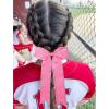imageDEEKA Long Tail Rhinestones Cheer Bows 12 PCS Collegiate Style Cheer Bows Full Rhinestone Skinny Cheer Bow Ponytail Holder Handmade Bows for Girls Teens Cheerleader Sports WhiteHot Pink