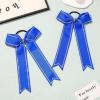 imageDEEKA Long Tail Rhinestones Cheer Bows 12 PCS Collegiate Style Cheer Bows Full Rhinestone Skinny Cheer Bow Ponytail Holder Handmade Bows for Girls Teens Cheerleader Sports WhiteRoyal Blue