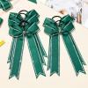imageDEEKA Long Tail Rhinestones Cheer Bows 12 PCS Collegiate Style Cheer Bows Full Rhinestone Skinny Cheer Bow Ponytail Holder Handmade Bows for Girls Teens Cheerleader Sports WhiteDark Green
