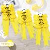 imageDEEKA Long Tail Rhinestones Cheer Bows 12 PCS Collegiate Style Cheer Bows Full Rhinestone Skinny Cheer Bow Ponytail Holder Handmade Bows for Girls Teens Cheerleader Sports WhiteYellow