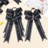 imageDEEKA Long Tail Rhinestones Cheer Bows 12 PCS Collegiate Style Cheer Bows Full Rhinestone Skinny Cheer Bow Ponytail Holder Handmade Bows for Girls Teens Cheerleader Sports WhiteBlack