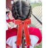 imageDEEKA Long Tail Rhinestones Cheer Bows 12 PCS Collegiate Style Cheer Bows Full Rhinestone Skinny Cheer Bow Ponytail Holder Handmade Bows for Girls Teens Cheerleader Sports WhiteRed
