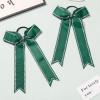 imageDEEKA Long Tail Rhinestones Cheer Bows 12 PCS Collegiate Style Cheer Bows Full Rhinestone Skinny Cheer Bow Ponytail Holder Handmade Bows for Girls Teens Cheerleader Sports WhiteDark Green