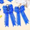 imageDEEKA Long Tail Rhinestones Cheer Bows 12 PCS Collegiate Style Cheer Bows Full Rhinestone Skinny Cheer Bow Ponytail Holder Handmade Bows for Girls Teens Cheerleader Sports WhiteRoyal Blue