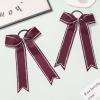imageDEEKA Long Tail Rhinestones Cheer Bows 12 PCS Collegiate Style Cheer Bows Full Rhinestone Skinny Cheer Bow Ponytail Holder Handmade Bows for Girls Teens Cheerleader Sports WhiteMaroon