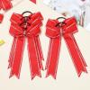 imageDEEKA Long Tail Rhinestones Cheer Bows 12 PCS Collegiate Style Cheer Bows Full Rhinestone Skinny Cheer Bow Ponytail Holder Handmade Bows for Girls Teens Cheerleader Sports WhiteRed