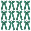imageDEEKA 12 PCS Glitter Collegiate Style Cheer Bows Long Tail Full Rhinestones Skinny Shiny Cheer Bow Ponytail Holder Handmade Bows for Girls Teens Cheerleader Sports TealForest Green