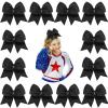 imageDEEKA 12PCS 8quot Two Toned Large Cheer Hair Bows Ponytail Holder Handmade for Teen Girls Softball Cheerleader SportsLight PinkBright PinkBlack Pack of 12