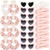 imageDEEKA 24 Pcs Margs and Matrimony Bachelorette Party Favors Decorations Bridesmaid Proposal Gifts Heart Sunglasses Hair Claw Clips Satin Scrunchies Accessories Set Bridal Party Wedding GiftsWhitePink