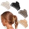 imageDEEKA 3 PCS 25 Inch Tortoise Shell Hair Claw Clips Double Row Teeth Plastic Hair Jaw Clips Hair Barrettes Thick Medium Thin Hair Clips for WomenBeige Brown Black