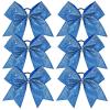imageDEEKA 6PCS 8quot Large Glitter Black Cheer Bows with Full Shiny Rhinestones Multicolored Shimmer Cheer Hair Bows Elastic Band Ponytail Holder for Cheerleader Girls SportsBlackGlitter Royal BlueFull Rhinestone