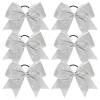 imageDEEKA 6PCS 8quot Large Glitter Black Cheer Bows with Full Shiny Rhinestones Multicolored Shimmer Cheer Hair Bows Elastic Band Ponytail Holder for Cheerleader Girls SportsBlackGlitter SilverFull Rhinestone