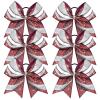 imageDEEKA 6PCS 8quot Large Glitter Red and Black Cheer Bows Two Toned Rhinestones Stiff Cheer Hair Bows Elastic Band Competition Hair Accessories for Cheerleader Team Girls Sports RedBlackMaroonSilverWhite