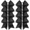 imageDEEKA 8PCS Royal Blue Stripes Glitter Cheer Bows with Iridescent Rhinestones Large 8quot Competition Cheer Hair Bows Elastic Band Ponytail Holder for Cheerleader Girls Softball Football Sports BlueBlack