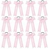 imageDEEKA Long Tail Rhinestones Cheer Bows 12 PCS Collegiate Style Cheer Bows Full Rhinestone Skinny Cheer Bow Ponytail Holder Handmade Bows for Girls Teens Cheerleader Sports WhiteLight Pink