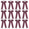 imageDEEKA Long Tail Rhinestones Cheer Bows 12 PCS Collegiate Style Cheer Bows Full Rhinestone Skinny Cheer Bow Ponytail Holder Handmade Bows for Girls Teens Cheerleader Sports WhiteMaroon