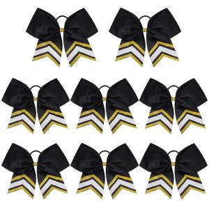 imageDEEKA 10 PCS 8quot Rhinestones Large Cheer Hair Bows Glitter Cheer Ponytail Holder Handmade for Teen Girls Softball Cheerleader Sports Hot PinkBlackGoldWhitePack of 8