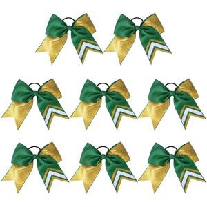 imageDEEKA 10 PCS 8quot Rhinestones Large Cheer Hair Bows Glitter Cheer Ponytail Holder Handmade for Teen Girls Softball Cheerleader Sports Hot PinkGlitter GoldGreenPack of 8