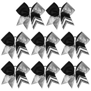 imageDEEKA 10 PCS 8quot Rhinestones Large Cheer Hair Bows Glitter Cheer Ponytail Holder Handmade for Teen Girls Softball Cheerleader Sports Hot PinkGlitter SilverBlackPack of 8