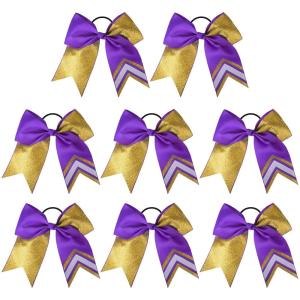 imageDEEKA 10 PCS 8quot Rhinestones Large Cheer Hair Bows Glitter Cheer Ponytail Holder Handmade for Teen Girls Softball Cheerleader Sports Hot PinkGlitter GoldPurplePack of 8
