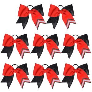 imageDEEKA 10 PCS 8quot Rhinestones Large Cheer Hair Bows Glitter Cheer Ponytail Holder Handmade for Teen Girls Softball Cheerleader Sports Hot PinkGlitter BlackRedPack of 8