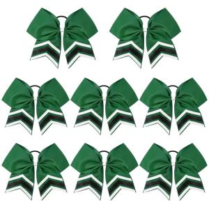 imageDEEKA 10 PCS 8quot Rhinestones Large Cheer Hair Bows Glitter Cheer Ponytail Holder Handmade for Teen Girls Softball Cheerleader Sports Hot PinkGreenWhiteBlackPack of 8