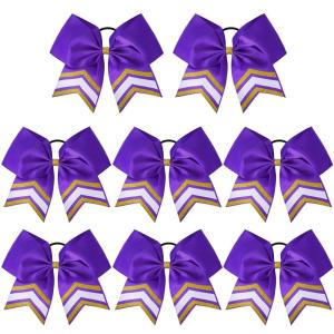 imageDEEKA 10 PCS 8quot Rhinestones Large Cheer Hair Bows Glitter Cheer Ponytail Holder Handmade for Teen Girls Softball Cheerleader Sports Hot PinkPurpleGoldWhitePack of 8