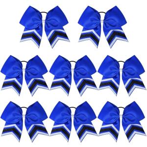 imageDEEKA 10 PCS 8quot Rhinestones Large Cheer Hair Bows Glitter Cheer Ponytail Holder Handmade for Teen Girls Softball Cheerleader Sports Hot PinkRoyal BlueWhiteBlackPack of 8