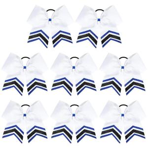 imageDEEKA 10 PCS 8quot Rhinestones Large Cheer Hair Bows Glitter Cheer Ponytail Holder Handmade for Teen Girls Softball Cheerleader Sports Hot PinkWhiteRoyal BlueBlackPack of 8