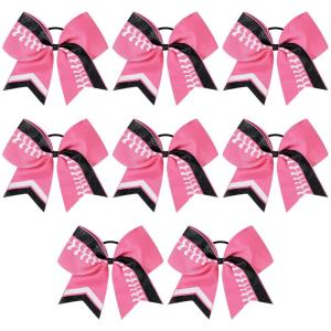 imageDEEKA 12 PCS Softball Cheer Bows 8quot Softball Thread Large Cheer Hair Bows Ponytail Holder Handmade for Teen Girls Sports Cheerleader Royal BlueBlackWhitePink Glitter BlackWhite