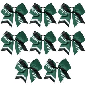 imageDEEKA 12 PCS Softball Cheer Bows 8quot Softball Thread Large Cheer Hair Bows Ponytail Holder Handmade for Teen Girls Sports Cheerleader Royal BlueBlackWhiteHunter Green Glitter BlackWhite