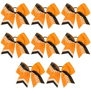 imageDEEKA 12 PCS Softball Cheer Bows 8quot Softball Thread Large Cheer Hair Bows Ponytail Holder Handmade for Teen Girls Sports Cheerleader Royal BlueBlackWhiteOrange Glitter BlackWhite