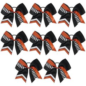 imageDEEKA 12 PCS Softball Cheer Bows 8quot Softball Thread Large Cheer Hair Bows Ponytail Holder Handmade for Teen Girls Sports Cheerleader Royal BlueBlackWhiteBlack Glitter RedWhite