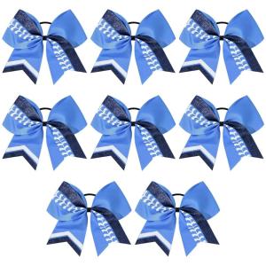 imageDEEKA 12 PCS Softball Cheer Bows 8quot Softball Thread Large Cheer Hair Bows Ponytail Holder Handmade for Teen Girls Sports Cheerleader Royal BlueBlackWhiteBlue Glitter NavyWhite