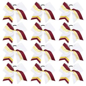 imageDEEKA 12 PCS Softball Cheer Bows 8quot Softball Thread Large Cheer Hair Bows Ponytail Holder Handmade for Teen Girls Sports Cheerleader Royal BlueBlackWhiteWhiteMaroonYellow